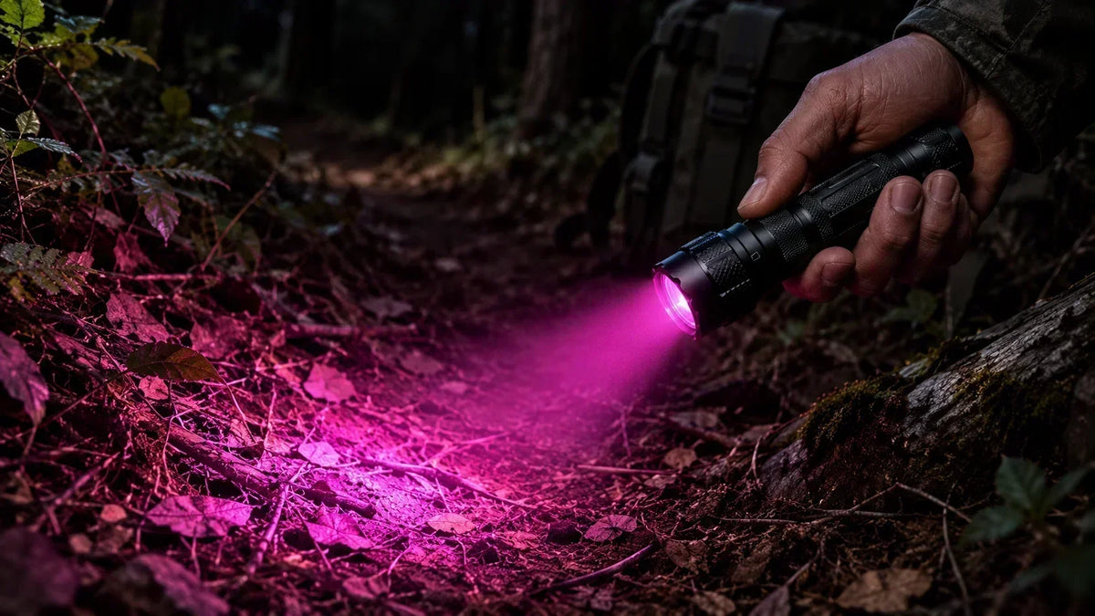 FIELDLUME blood tracking flashlight displayed in a realistic outdoor setting for a buying guide
