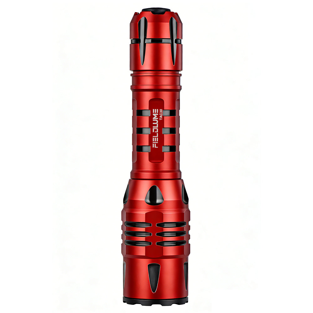 Fieldlume TAC30 Red 3000 Lumens Tactical LED Flashlight Front View