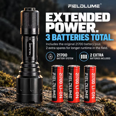 FIELDLUME B1 Extended Power Kit with three 21700 rechargeable batteries for extended field use and quick battery swaps