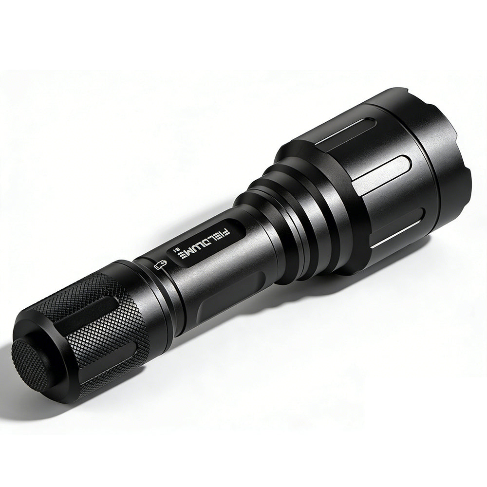 Fieldlume B1 Deer Blood Tracking Flashlight, 20W Power, Tail Cap Switch, Gift for Men (Front View)