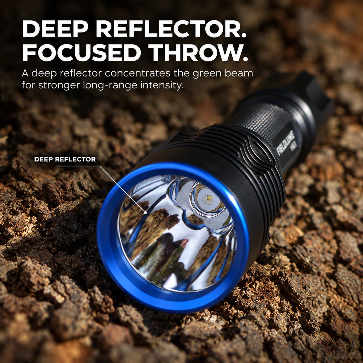 FIELDLUME HG1 green hunting light with deep reflector for focused long-range illumination