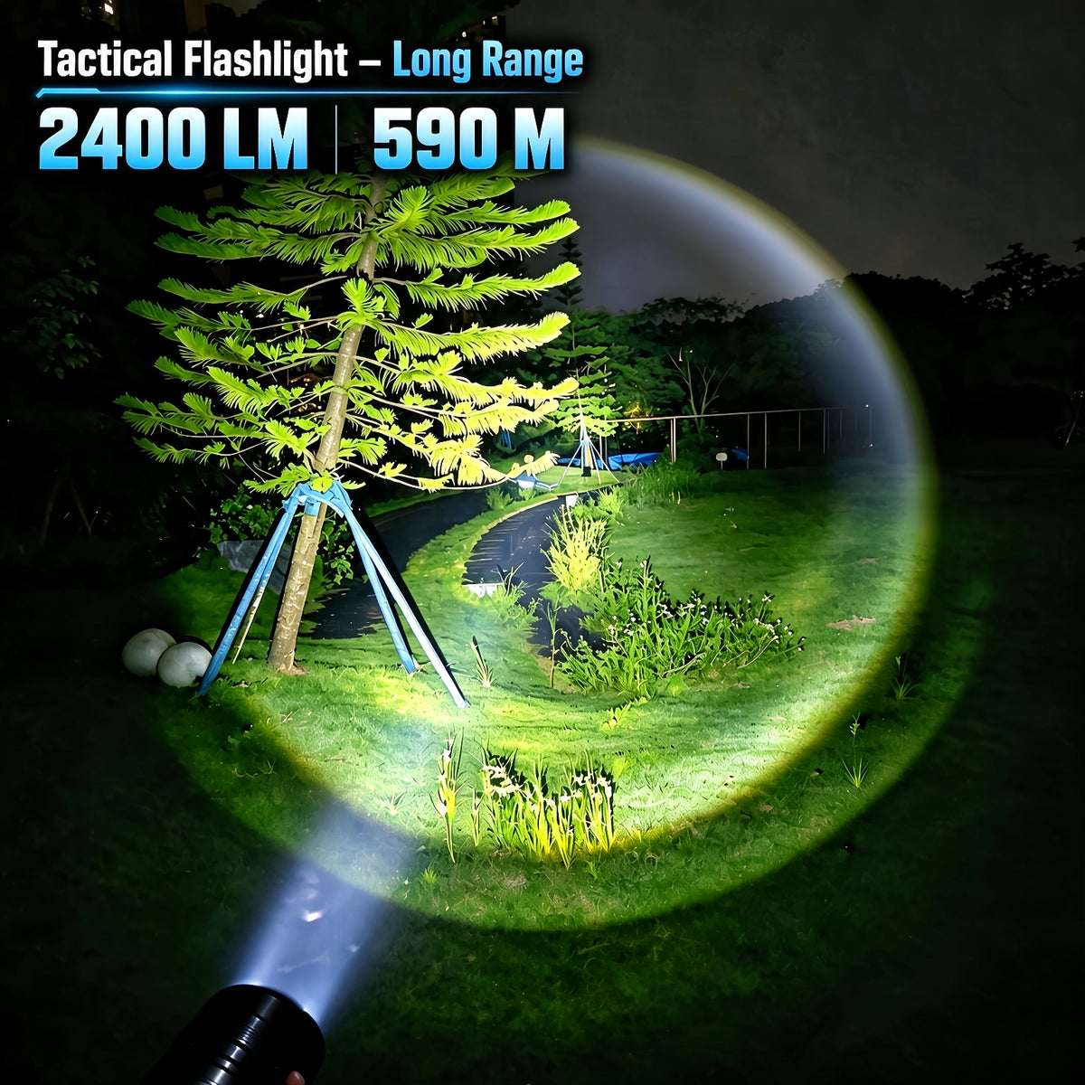 FIELDLUME TAC30 Red 2400 lumen long-range flashlight beam