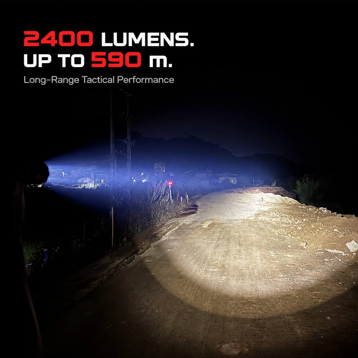 FIELDLUME TAC30 Red 2400 lumen long-range flashlight beam