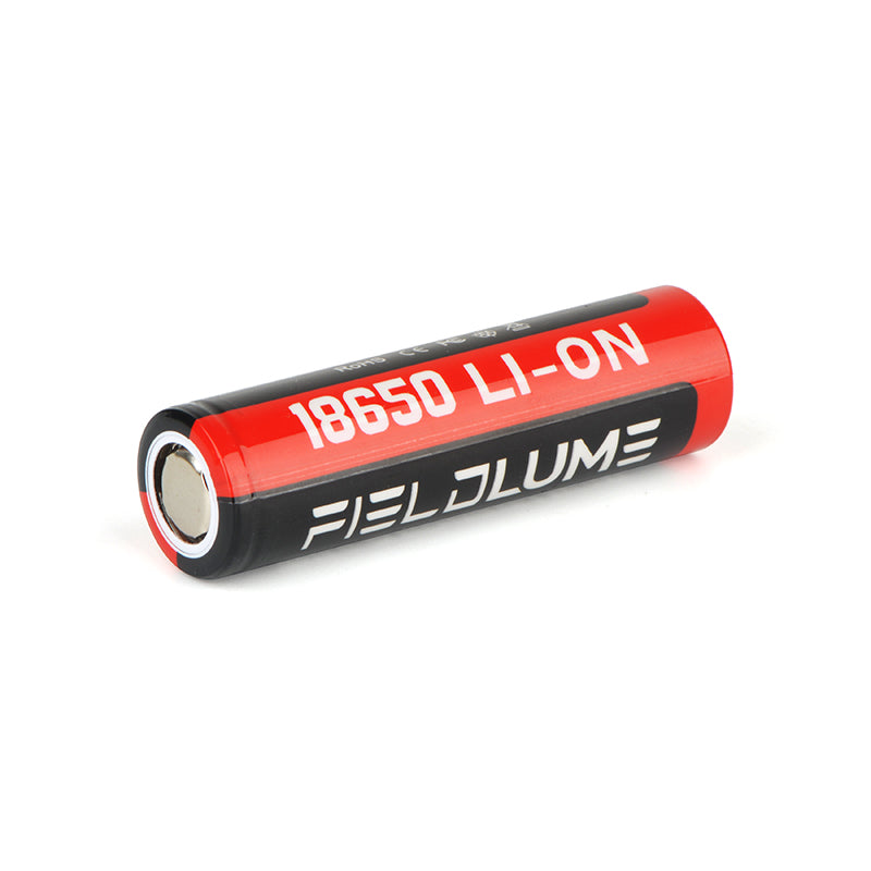 FIELDLUME 18650 4000mAh rechargeable lithium-ion battery front view, 2-pack